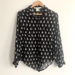 American Rag Cat Print Blouse
